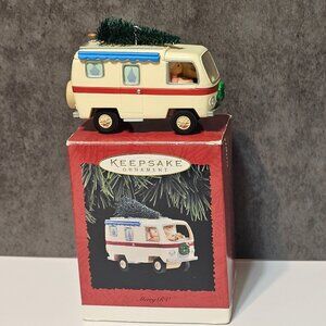 1995 Hallmark Keepsake Merry RV Camper Christmas Ornament Mr. & Mrs. Santa Claus